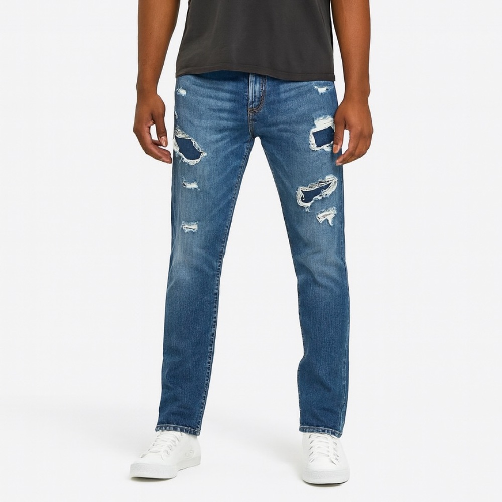 Levi 511 Men's Rip Distressed Skinny Jeans Size 29 x 30 Medium Wash Deni…